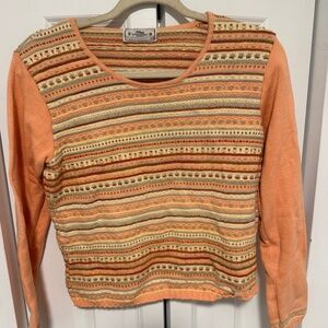 Il Lago Pulo Textured Knit Sweater – Peach Multi Stripe